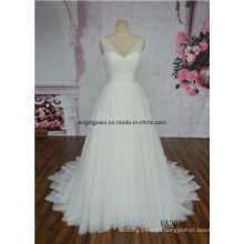 Modest Wedding Dress Ivory Sleeveless Court Train Bride Gown Factory